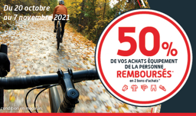 Bénéficiez de 50 pourcent remboursés sur vos équipements cycliste dans les magasins Mondovélo Chambéry, Annecy et Grenoble