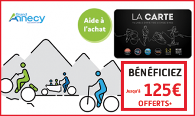 Les magasins de vélo MONDOVELO Annecy Epagny Seynod  vous offre jusqu'à 125€ en plus de l'aide Grand Annecy avec son programme fidélité