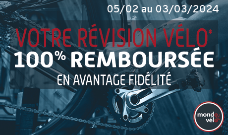 du 5 février au 3 mars, votre révision vélo est 100% remboursée dans votre atelier de réparation cycles Mondovelo